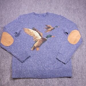 Polo Ralph Lauren Mallard Duck Sweater Mens Small Sportsman Elbow Patches Wool